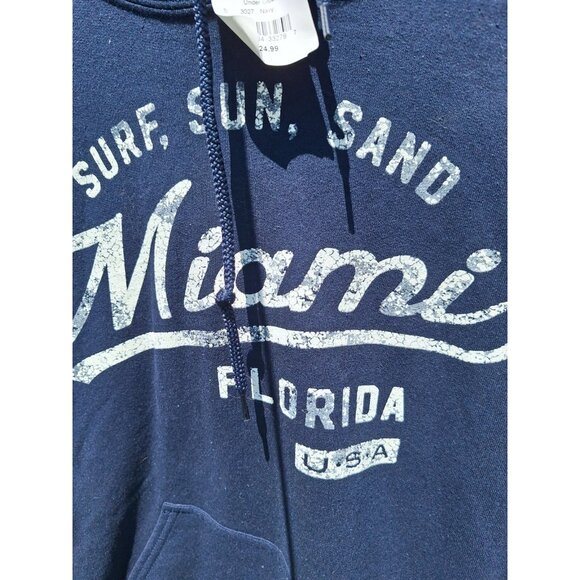 Gildan Surf,Sun,Sand Miami Florida Hoodie Sweatshirt Men S Blue Heavy Blend Tag - Picture 3 of 6